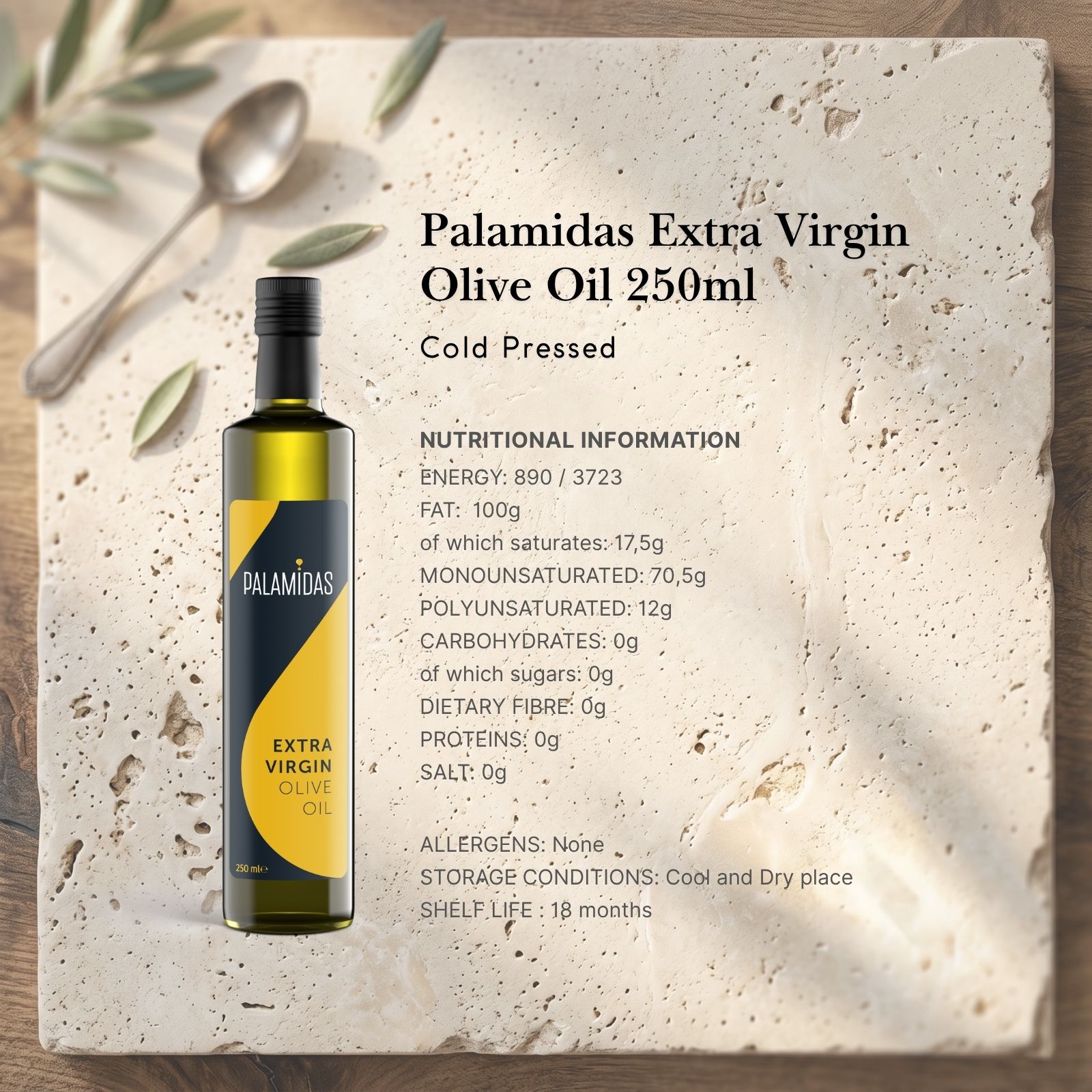 Palamidas Extra Virgin Olive Oil 250ml - Cold Pressed Palamidas Extra Virgin Olive Oil 250ml - Cold Pressed